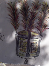 Plumet sur un tambour symbolique peint en façade d'un temple